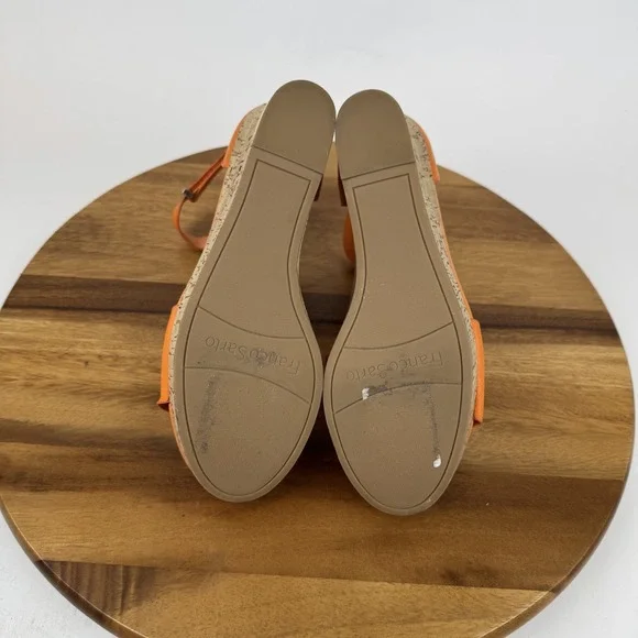 Womens‎ Franco Sarto Clemens Cork Orange Leather Platform Wedge Sandals Size 7.5 - Picture 7 of 8